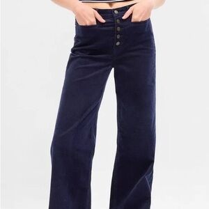 GAP Navy Corduroy High Stride Wide Leg Pants